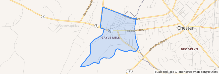 Mapa de ubicacion de Gayle Mill.