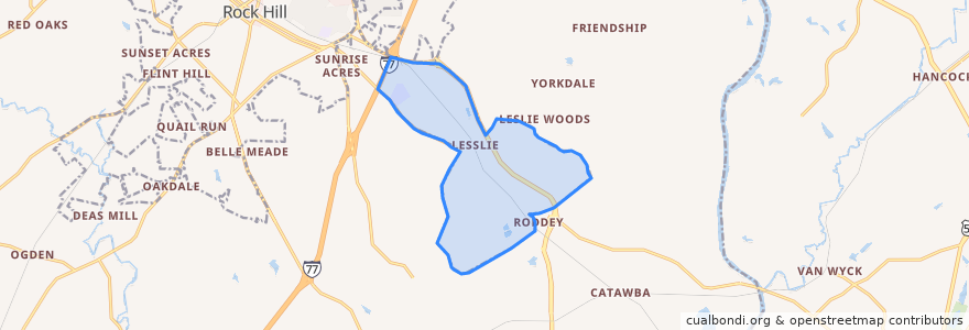 Mapa de ubicacion de Lesslie.