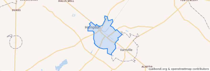 Mapa de ubicacion de Hampton.