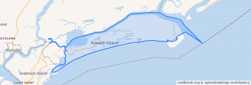 Mapa de ubicacion de Kiawah Island.