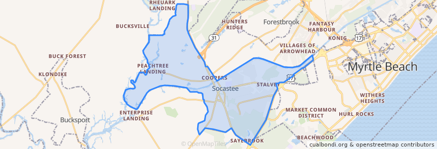 Mapa de ubicacion de Socastee.