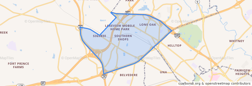 Mapa de ubicacion de Southern Shops.