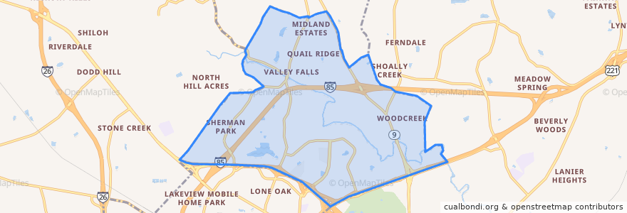 Mapa de ubicacion de Valley Falls.