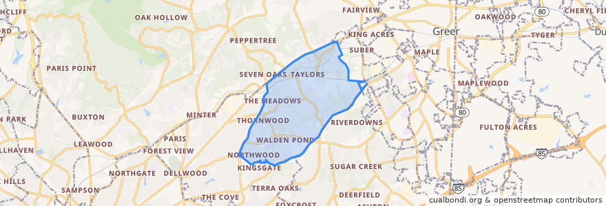 Mapa de ubicacion de Taylors.