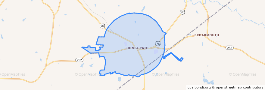 Mapa de ubicacion de Honea Path.