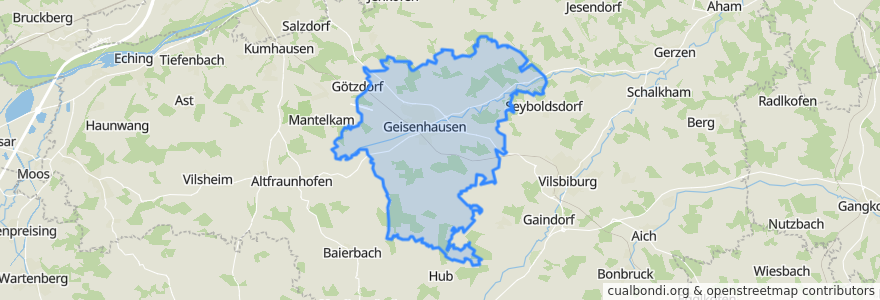 Mapa de ubicacion de Geisenhausen.