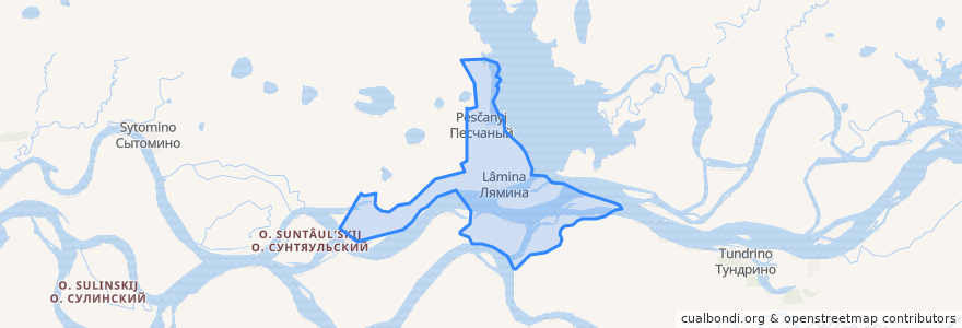 Mapa de ubicacion de сельское поселение Лямина.