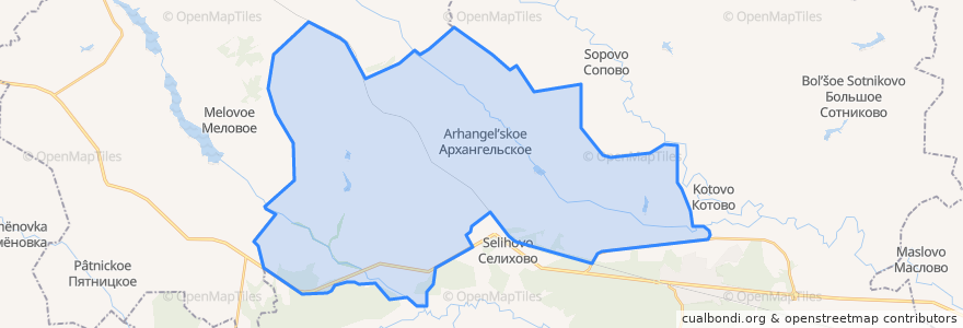 Mapa de ubicacion de Архангельское сельское поселение.