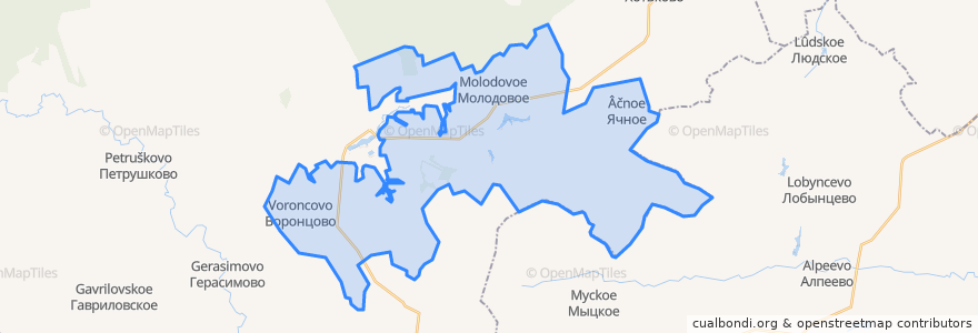 Mapa de ubicacion de Молодовское сельское поселение.