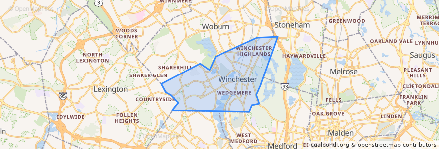 Mapa de ubicacion de Winchester.