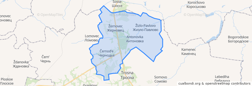 Mapa de ubicacion de Жерновецкое сельское поселение.