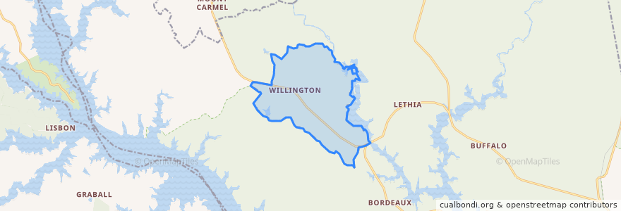 Mapa de ubicacion de Willington.
