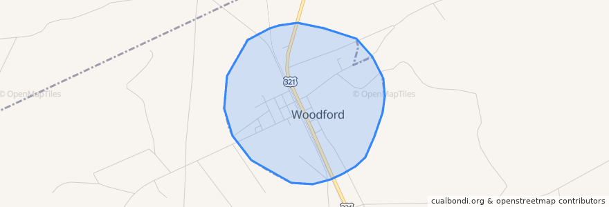 Mapa de ubicacion de Woodford.