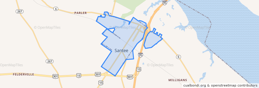 Mapa de ubicacion de Santee.