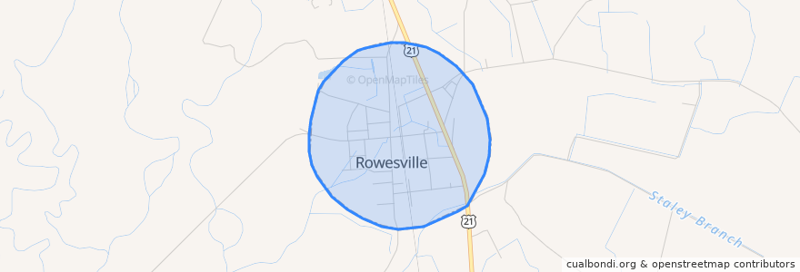 Mapa de ubicacion de Rowesville.