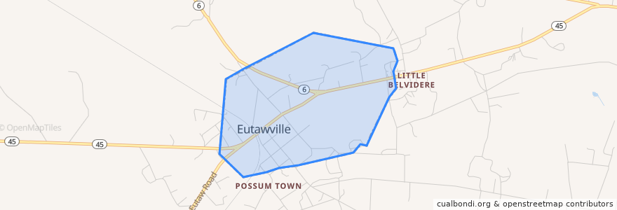 Mapa de ubicacion de Eutawville.