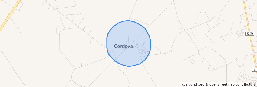 Mapa de ubicacion de Cordova.