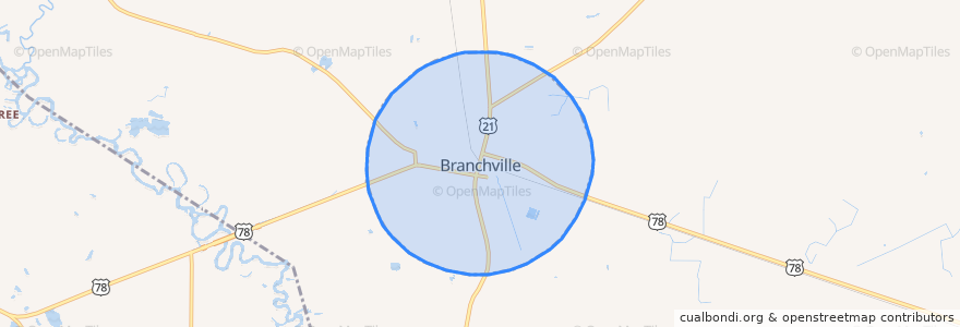 Mapa de ubicacion de Branchville.