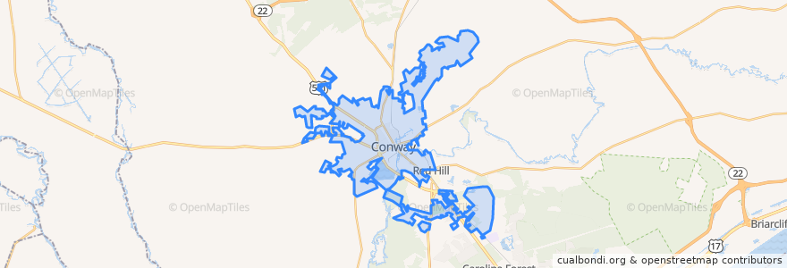 Mapa de ubicacion de Conway.