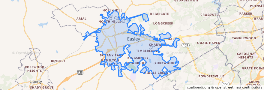 Mapa de ubicacion de Easley.