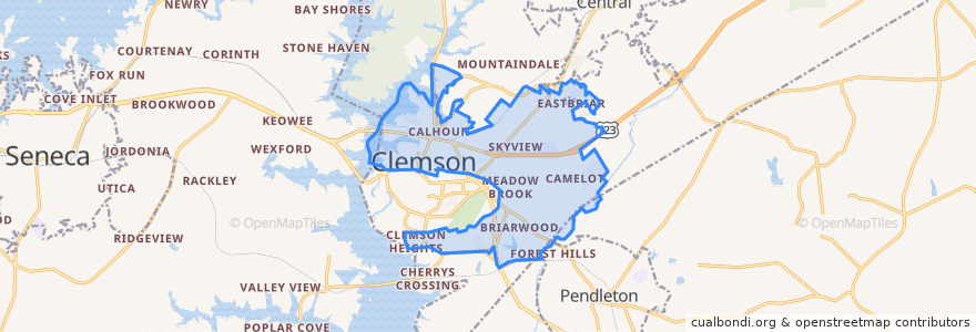 Mapa de ubicacion de Clemson.