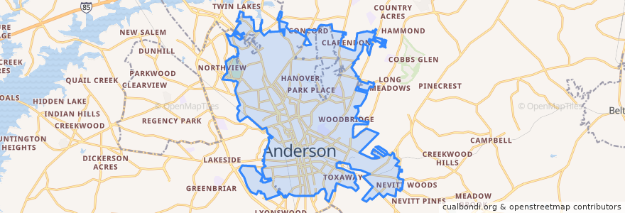 Mapa de ubicacion de Anderson.