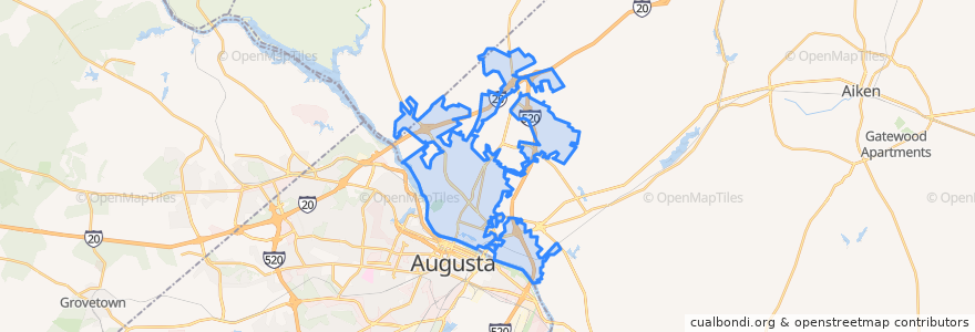 Mapa de ubicacion de North Augusta.