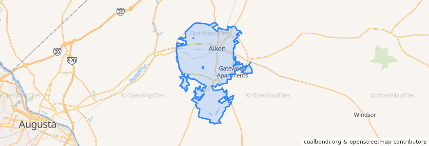 Mapa de ubicacion de Aiken.