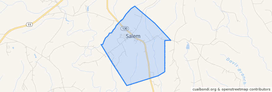 Mapa de ubicacion de Salem.