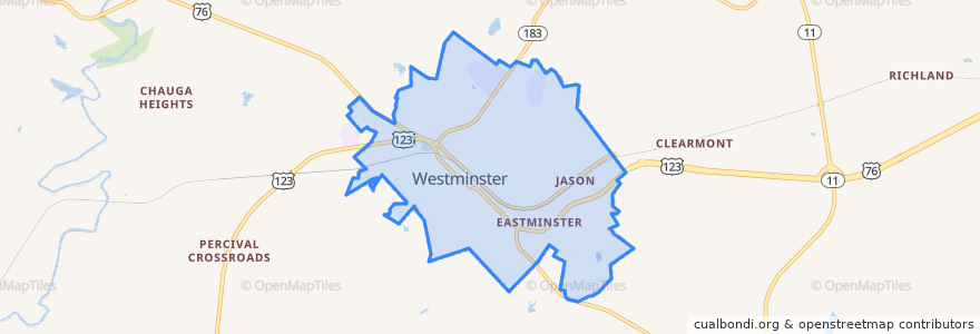 Mapa de ubicacion de Westminster.