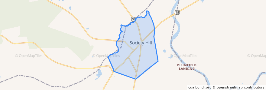 Mapa de ubicacion de Society Hill.