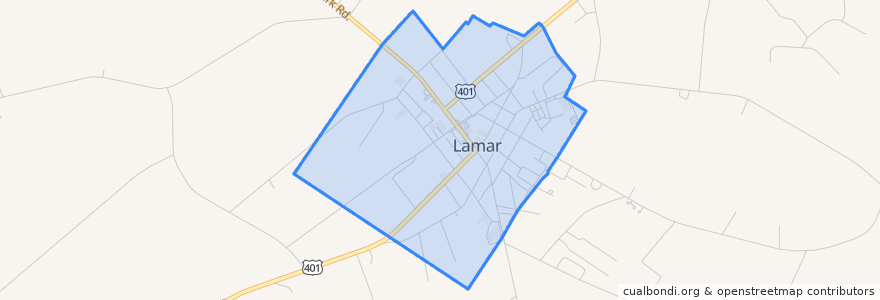 Mapa de ubicacion de Lamar.