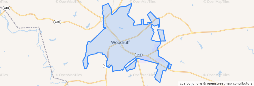 Mapa de ubicacion de Woodruff.