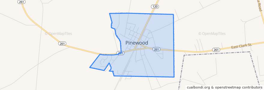 Mapa de ubicacion de Pinewood.