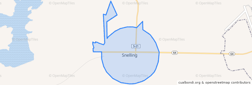 Mapa de ubicacion de Snelling.