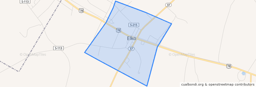 Mapa de ubicacion de Elko.