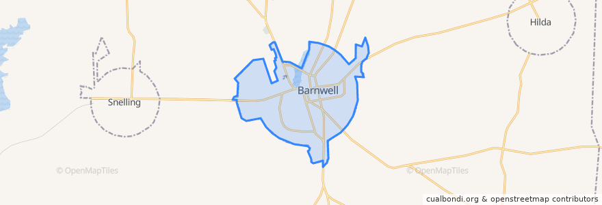Mapa de ubicacion de Barnwell.