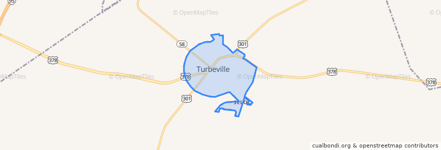 Mapa de ubicacion de Turbeville.