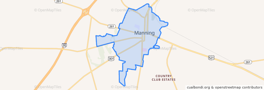 Mapa de ubicacion de Manning.