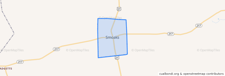 Mapa de ubicacion de Smoaks.