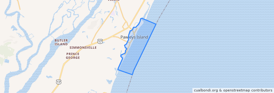 Mapa de ubicacion de Pawleys Island.