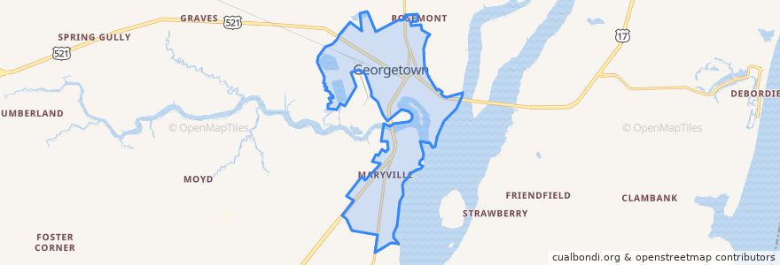 Mapa de ubicacion de Georgetown.