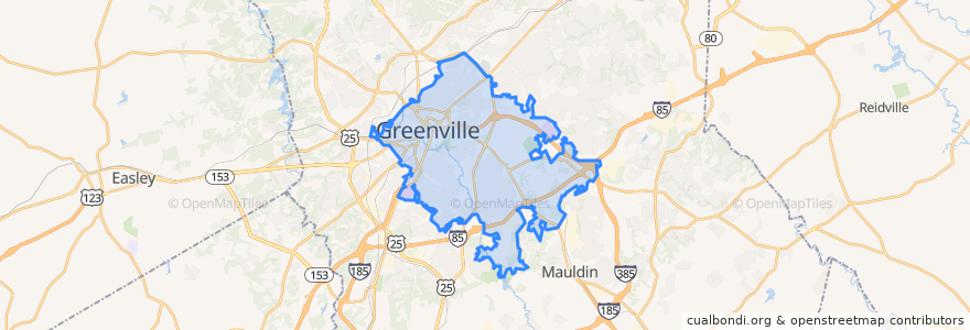 Mapa de ubicacion de Greenville.