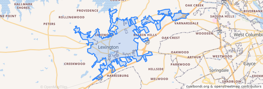 Mapa de ubicacion de Lexington.