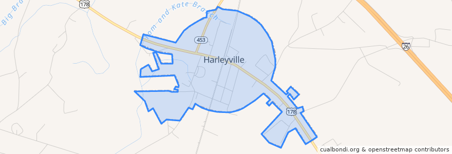 Mapa de ubicacion de Harleyville.