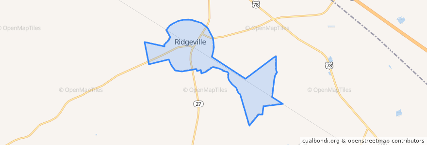 Mapa de ubicacion de Ridgeville.