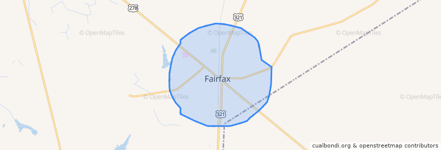 Mapa de ubicacion de Fairfax.