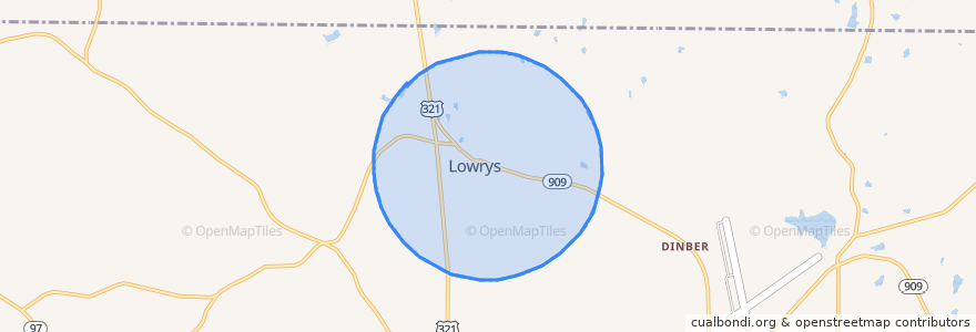 Mapa de ubicacion de Lowrys.