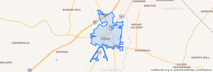 Mapa de ubicacion de Dillon.