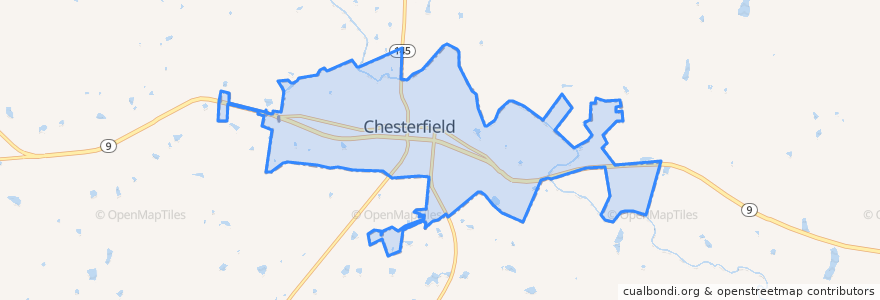 Mapa de ubicacion de Chesterfield.